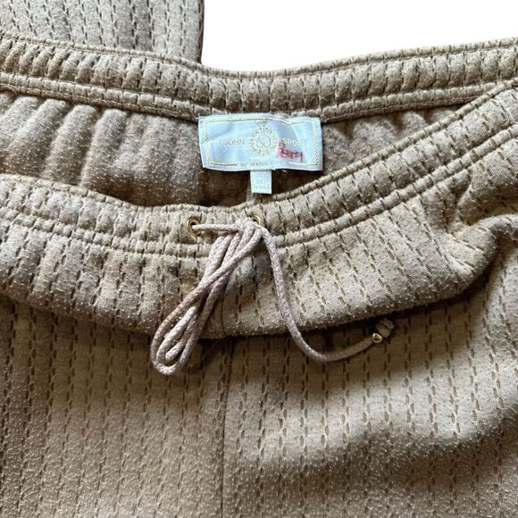 St. John Vintage Tan Brown Jogging Track Suit Set Jacket and Pull on Pants - Picture 13 of 15